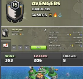 AVENGERS !! LEVEL 15 !! WIN 353 LOSS 206 !! CAPITAL PEAK 5 !! MOST DEMANDING NAME !! AFFORDABLE !! INSTANT DELIVERY