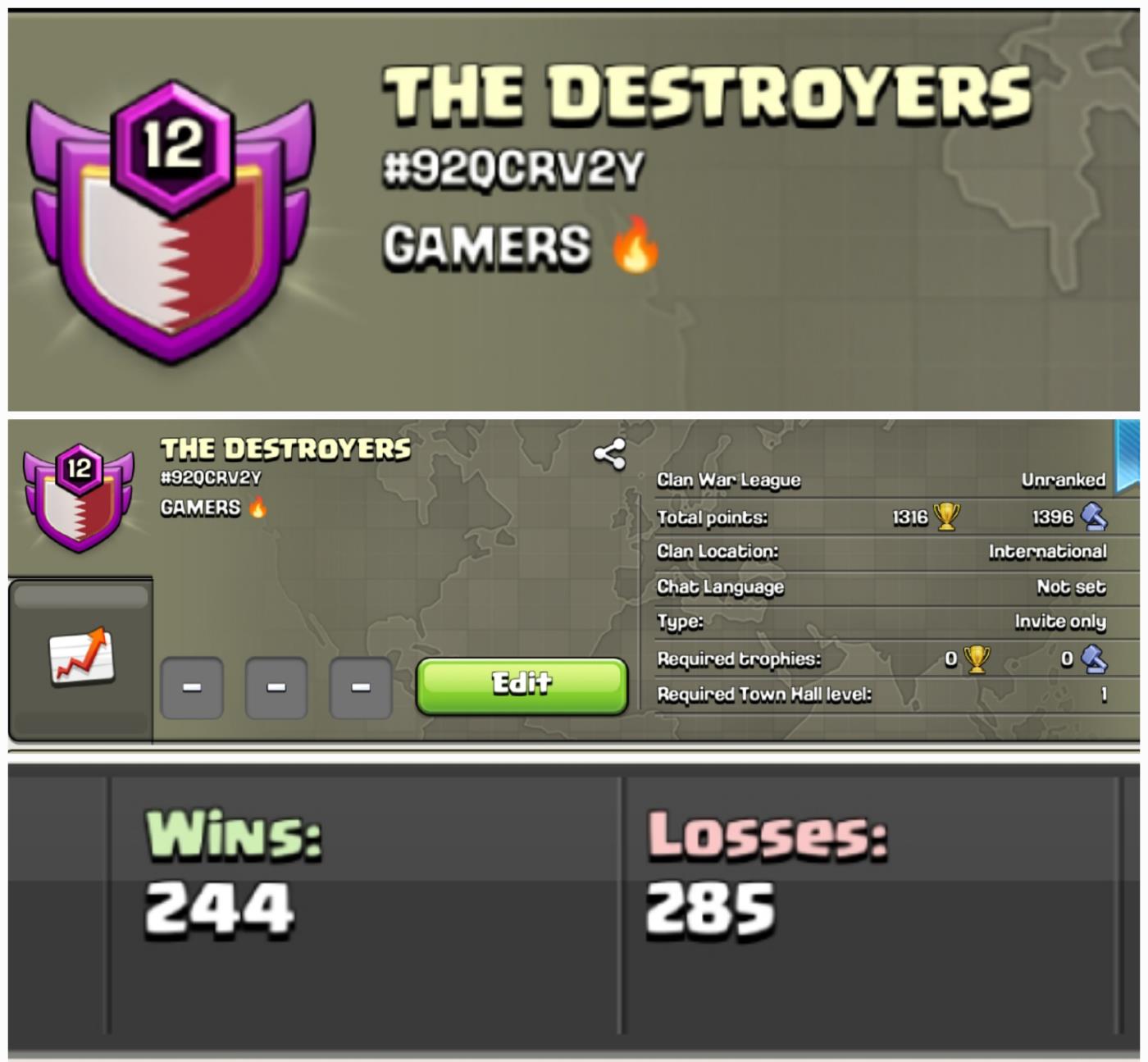 THE DESTROYERS !! LEVEL 12 !! UNRANKED !! WIN 244 LOSS 285 !! CHEAP !! INSTANT DELIVERY