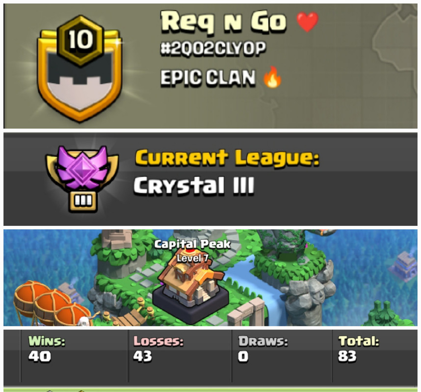 Req N Go !! Level 10 !! Capital Peak 7 !! Crystal 3 !! Win 40 Loss 43 !! Special Symbol !! Cheap !! Instant Delivery