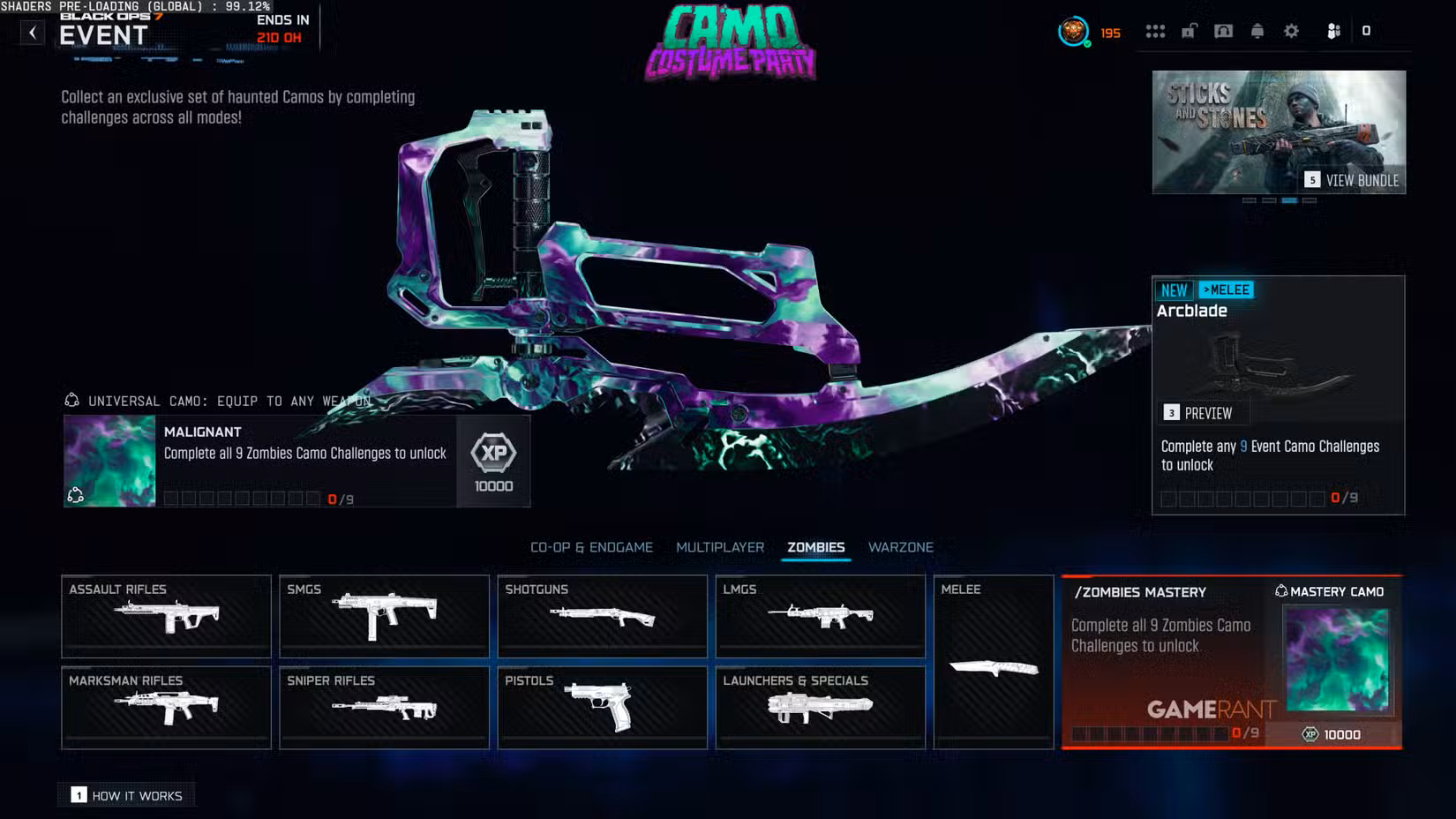 Camos Costume Party Event - Zombies Challenges Completion Only
