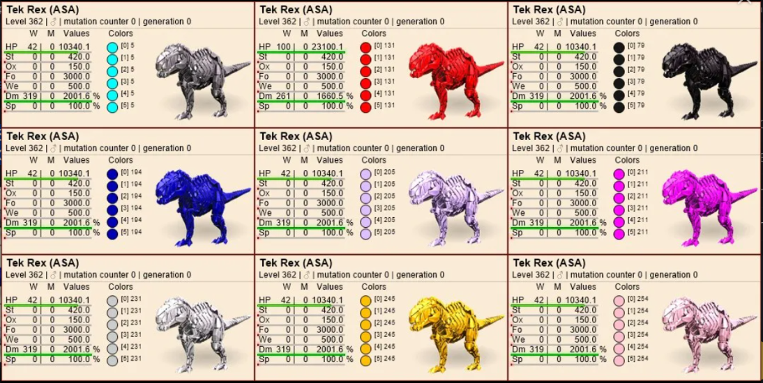 Select TWO pair of 100% Imprinting boss rex LVL362 PVE Crossplay PC/PS/XBOX Official