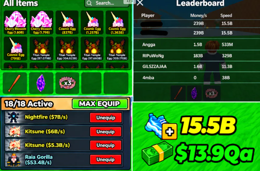 239B/S MONEY/S | 15.5B SPEED | NIGHTFIRE + KITSUNE | STEAL AN EGG | ⚡ FAST DELIVERY ⚡