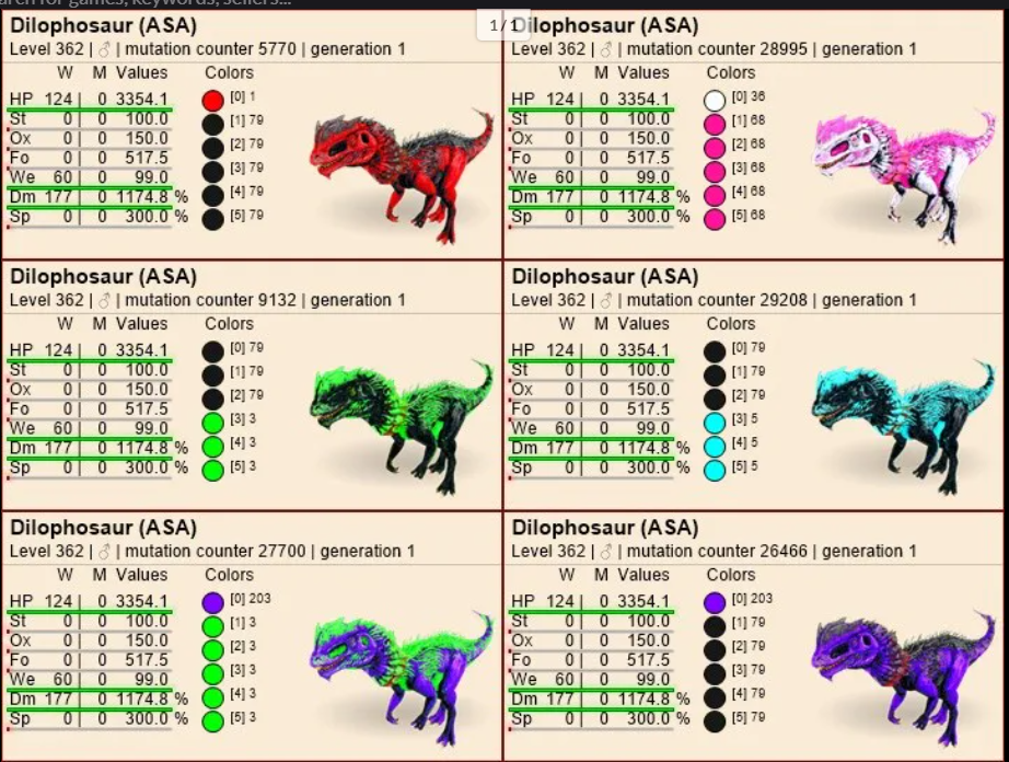 Select two pair dilophosaur clones lvl362 PVE Crossplay PC/PS/XBOX Official fast deliver