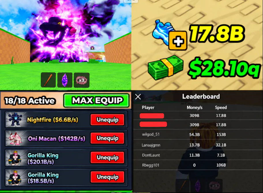 309B/S MONEY/S | 17.8B SPEED | ONI TIGER 142B/S + 2x GORILLA KING | STEAL AN EGG | ⚡ FAST DELIVERY ⚡