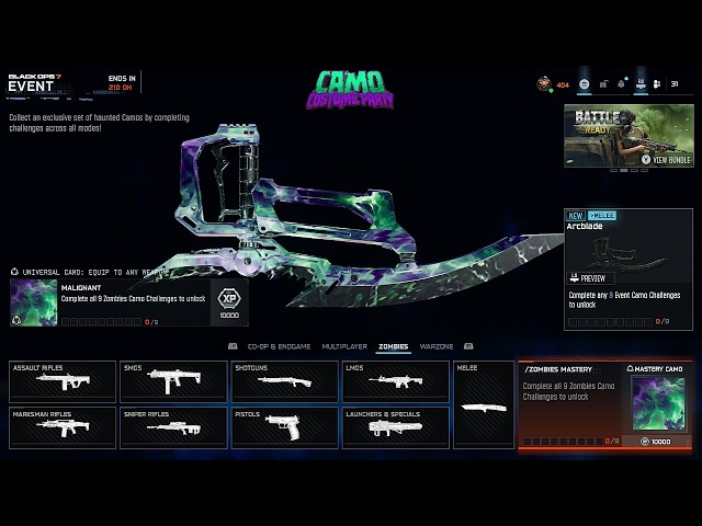 🎃 Camo Costume Party | 🧟 Zombies Complete | ☣️ Malignant Camo + ⚔️ Arcblade Unlocked