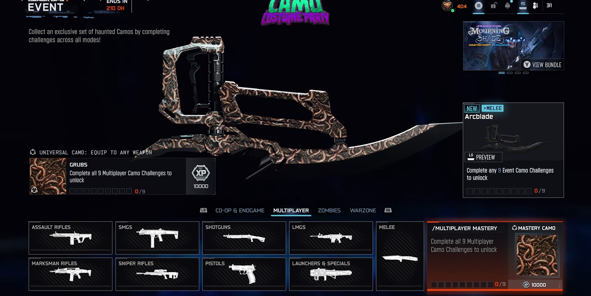 🎃 Camo Costume Party | 🧟 Multiplayer Complete | ☣️ GRUBS Camo + ⚔️ Arcblade Unlocked