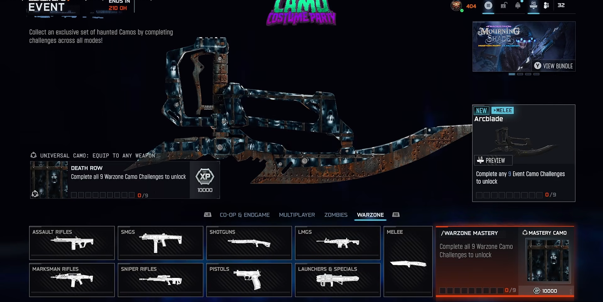 🎃 Camo Costume Party | 🧟 Warzone Complete | ☣️ Death Row Camo + ⚔️ ArcBlade Unlocked
