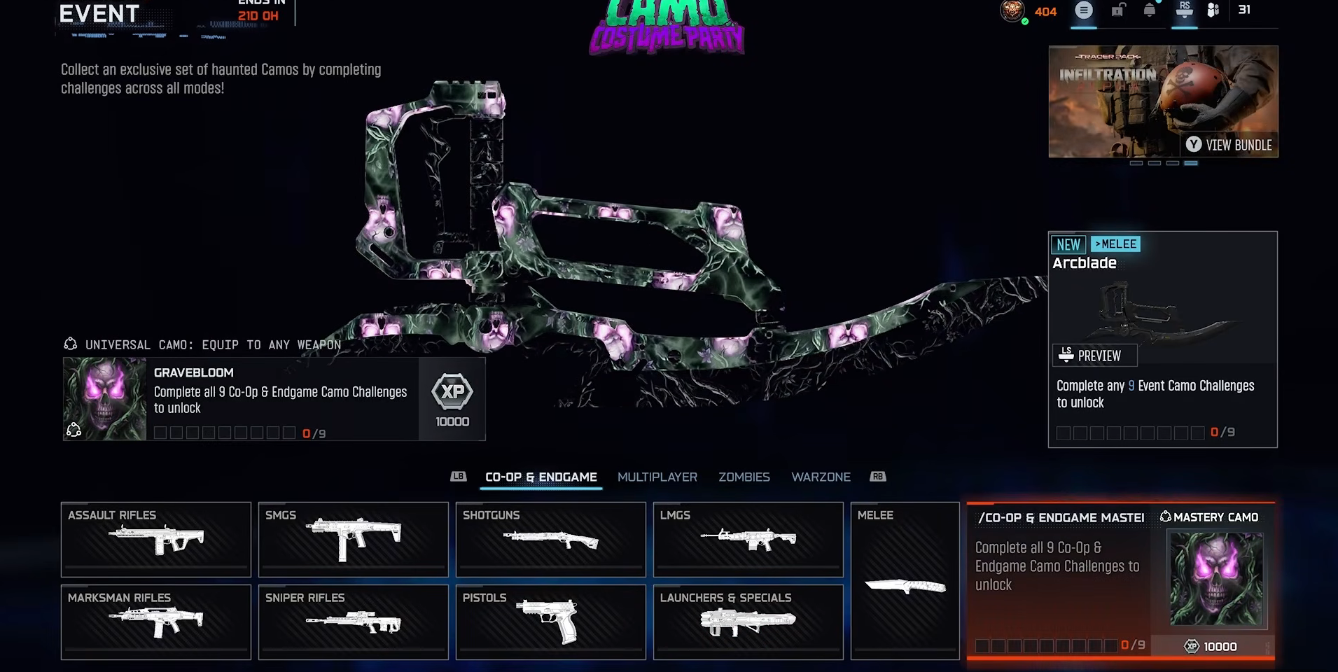 🎃 Camo Costume Party | 🧟 EndGame Complete | ☣️ Gravebloom Camo + ⚔️ Arcblade Unlocked