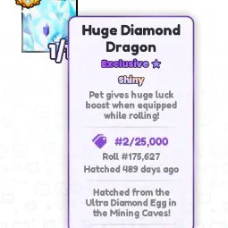 Low Serial Huge Shiny Diamond Dragon Negotiable