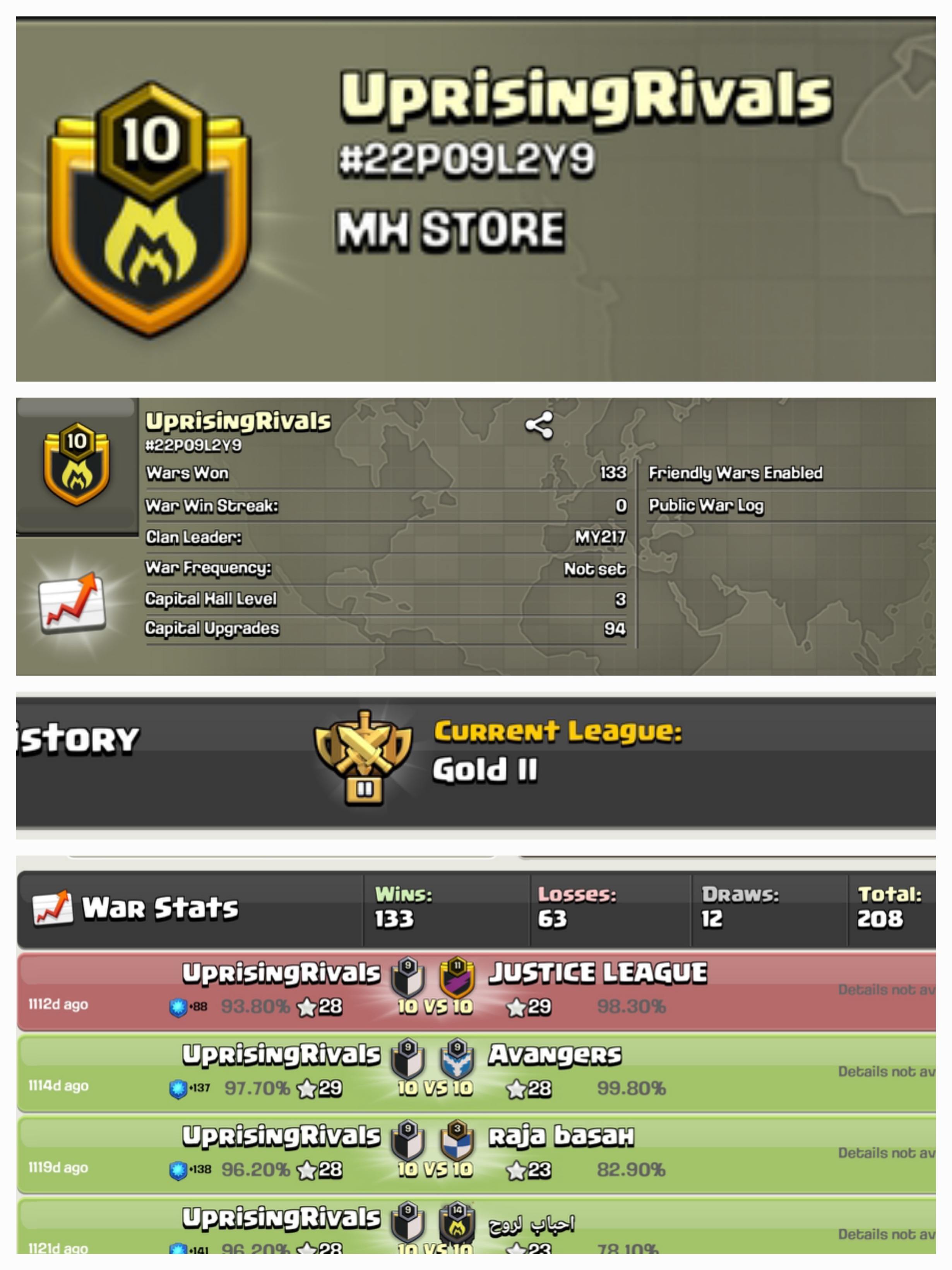 UprisingRivals !! LEVEL 10 !! WIN 133 LOSS 63 !! GOLD 2!! INSTANT DELIVERY