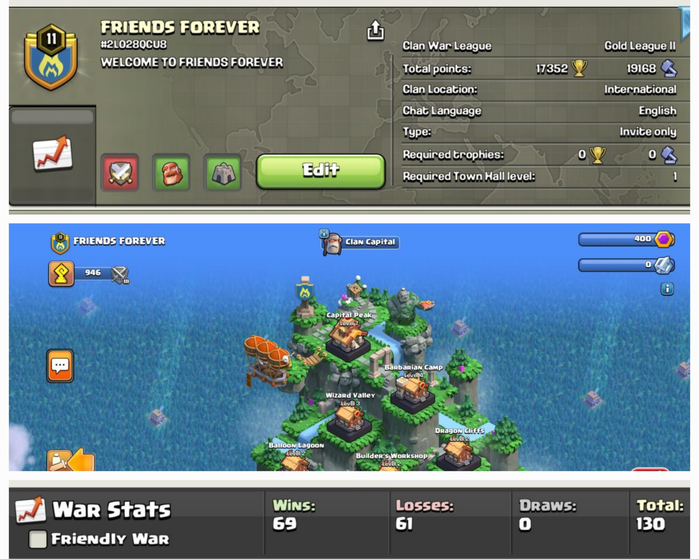 FRIENDS FOREVER !! LEVEL 11 !! CAPITAL 7 !! GOLD 2 !! WIN 69 LOSS 61 !! PICS LINK ON DESCRIPTION !! INSTANT DELIVERY