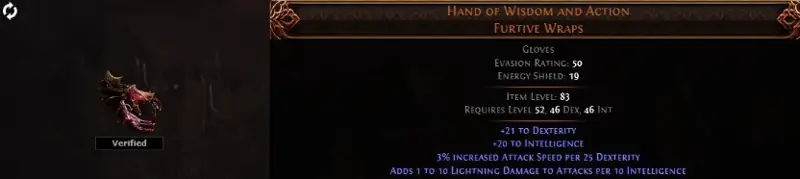 ✧・゚:*✧ Path of Exile 2: Hand of Wisdom and Action Furtive Wraps (Unique Gloves) ✧・゚:*✧ Click Like You Mean It ✧・゚:*✧