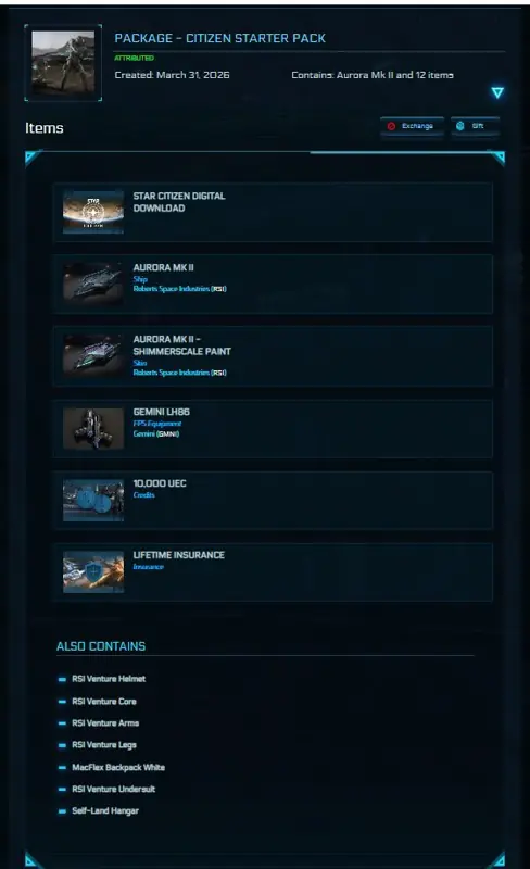 ✧・゚:*✧ Star Citizen Package - Citizen Starter Pack LTI ✧・゚:*✧ Once Sold, It’s History ✧・゚:*✧