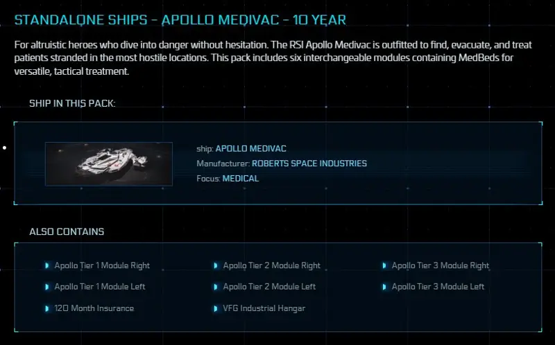 ✧･ﾟ:*✧ Star Citizen: Apollo Medivac - 10 Year Insurance ✧･ﾟ:*✧ Limited time ✧･ﾟ:*✧