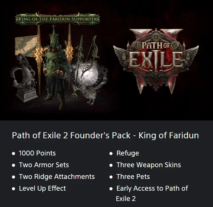 ✧・゚:*✧ Path of Exile 2 - Founder's Pack - King of Faridun (PS5, Turkiye) ✧・゚:*✧ Gone soom ✧・゚:*✧