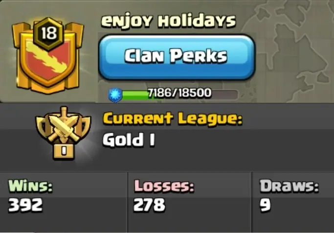 ✧･ﾟ:*✧ Clash of Clans Clan - Level 18, Gold League 1, enjoy holidays, 392 Wins ✧･ﾟ:*✧ Deal Secured ✧･ﾟ:*✧