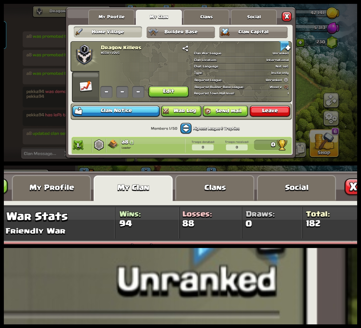 Level: 7 ✦ Name: Dragon Killers ✦ League: Unranked ✦ Best English Name Clan ✦ Fastest Delivery ➤ No.85