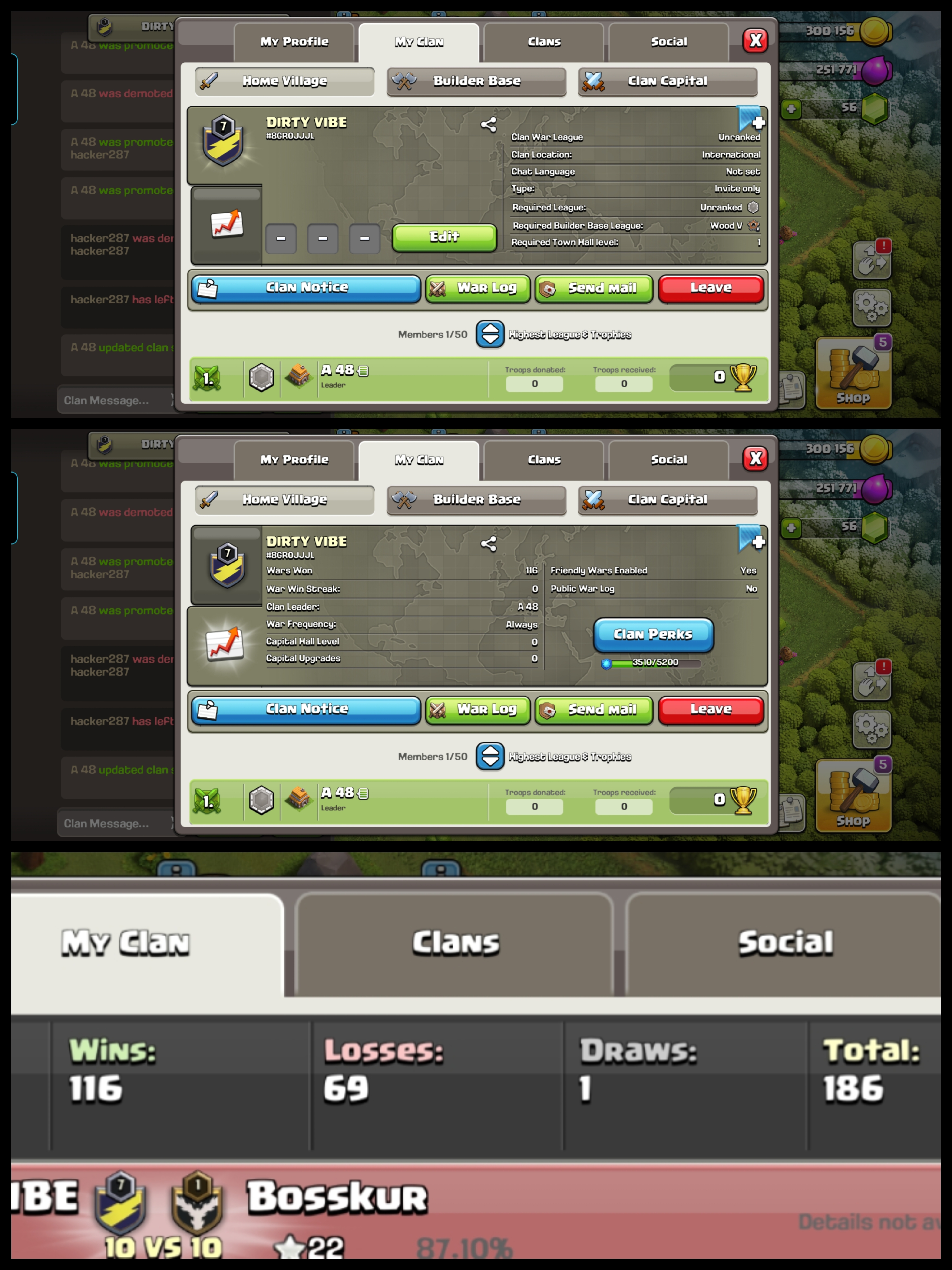 Level: 7 ✦ [ Dirty Vibe ] ✦ 2:1 War Win Ratio ✦ RARE League: Unranked ✦ Best English Name Clan ✦ Fastest Delivery ➤No.91