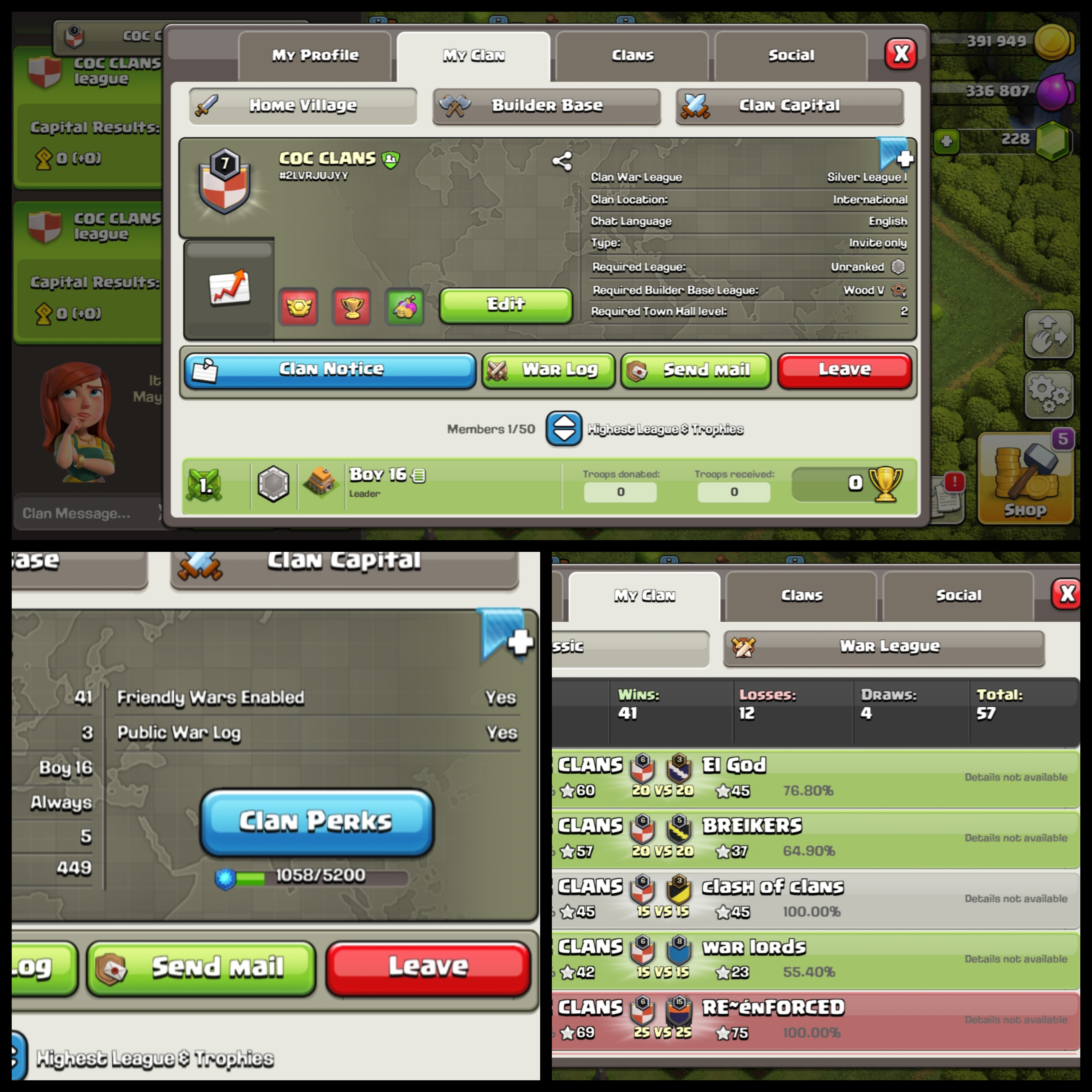 Level: 7✦ Name: COC CLANS ✦ CP: 5 ✦ League: Silver 1 ✦ Best English Name Clan ✦ Fastest Delivery ➤ No.9
