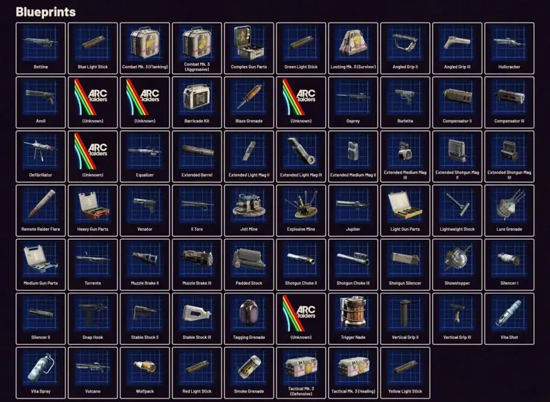✧・゚:*✧ ARC Raiders Items: Complete Set of All Available Blueprints (72 pieces) ✧・゚:*✧ Stock Meltdown ✧・゚:*✧