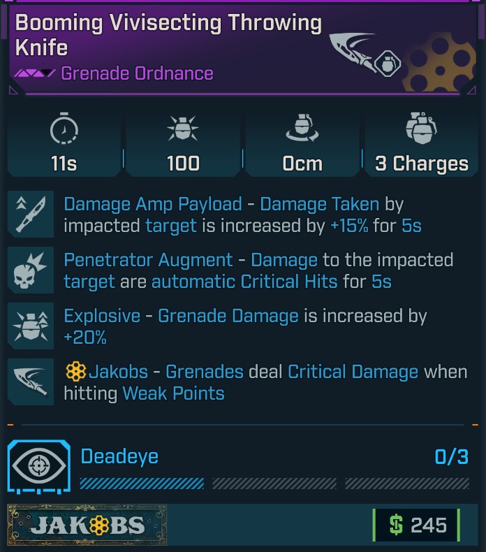 [MODDED] Level 1 Penetrator Throwing Knife - Amp - see image