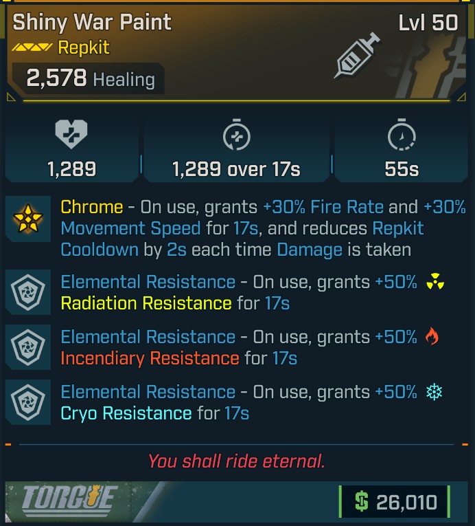 [MODDED] Level 50 War Paint - 50% All Res - 3s Immunity - see image