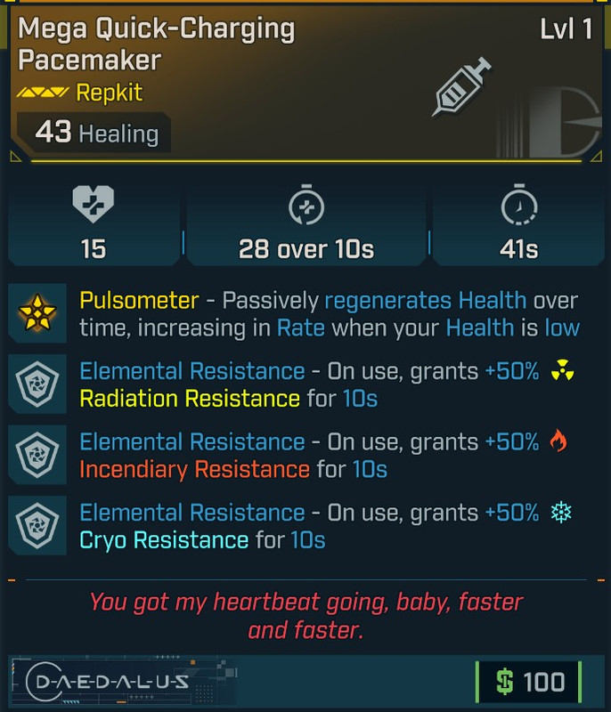 [MODDED] Level 1 Pacemaker - 50% All Res - 3s Immunity - see image