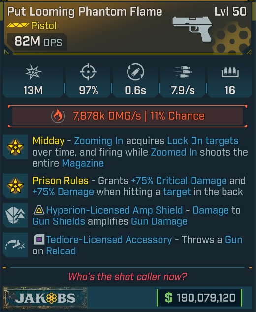 [MODDED] Level 50 Phantom Flame 82m DPS (Fire) - see image