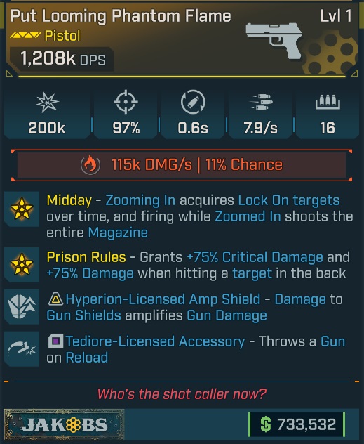 [MODDED] Level 1 Phantom Flame 1,208k DPS (Fire) - see image