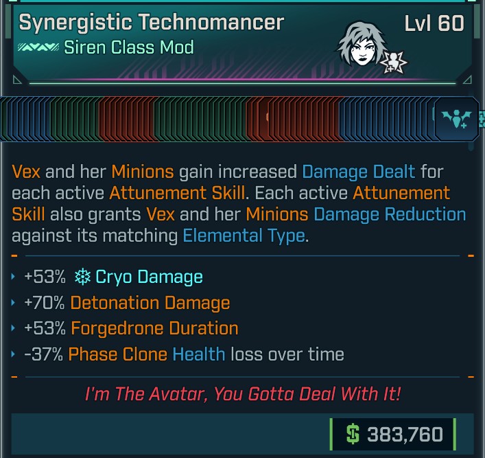 ⭐[MODDED] Level 60 Siren (Vex) Class Mod - Max ALL Siren Skills - see image⭐