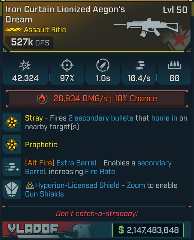 [MODDED] Level 50 Aegon's Dream 527k DPS - see image