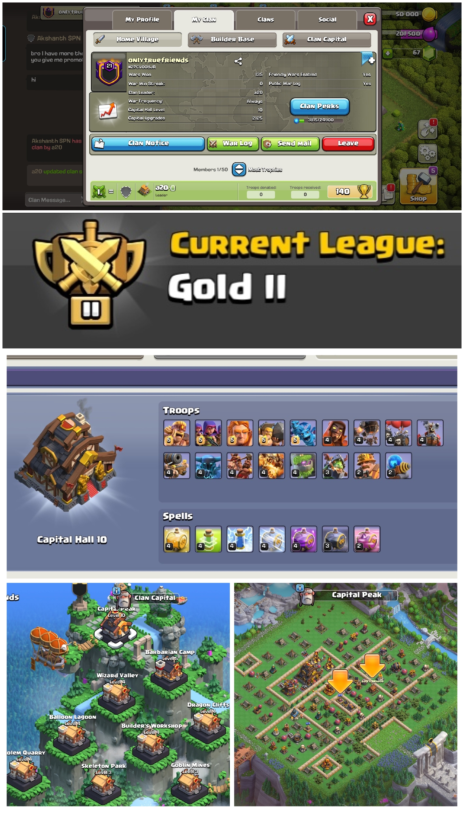 Level: 21 ✦ Name: Only True Friends ✦ CP: 10 ✦ League: Gold 2 ✦ Best English Name Clan ✦ Fastest Delivery ➤ No.31
