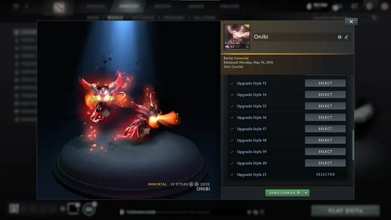 ✧・゚:*✧ Dota 2 Items: Onibi courier with 22 styles unlocked (Immortal) ✧・゚:*✧ Too Good to Post Here ✧・゚:*✧