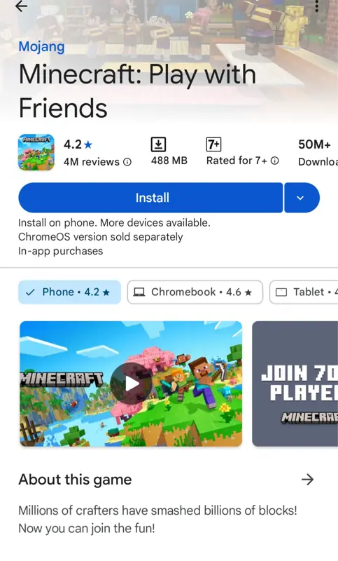 ✧・゚:*✧ Minecraft on Phone (Google Play Account Purchase) ✧・゚:*✧ Your wallet will thank u ✧・゚:*✧