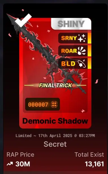 ✧・゚:*✧ Roblox Death Ball Demonic Shadow (Secret) ✧・゚:*✧ Logic Says Buy ✧・゚:*✧