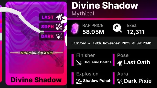 ✧･ﾟ:*✧ Roblox Death Ball - Divine Shadow, Mythical, Last Oath Pose ✧･ﾟ:*✧ You Had one job...buy ✧･ﾟ:*✧