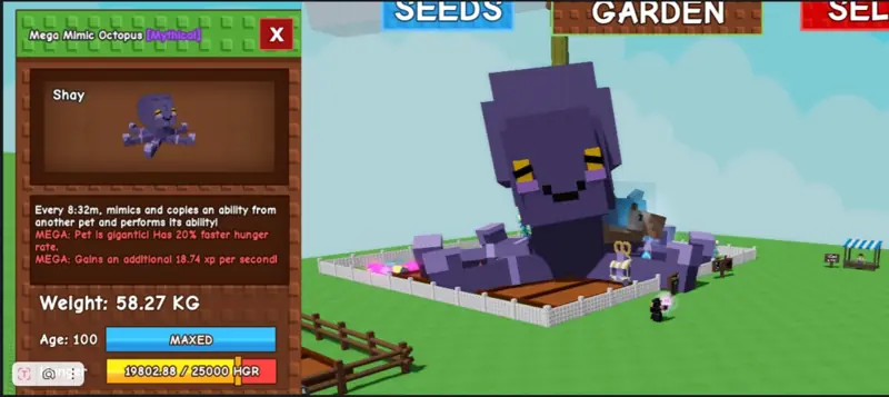 ✧・゚:*✧ Roblox Grow a Garden: Huge Mega Mimic Octopus ✧・゚:*✧ Refresh Your Cart ✧・゚:*✧