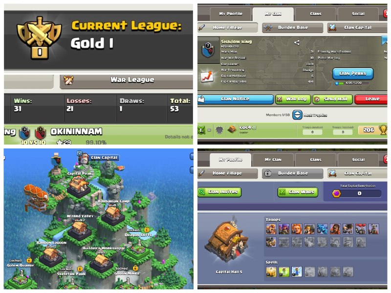 Level: 7 ✦ Name: Shadow King ✦ CP: 5 ✦ League: Gold 1 ✦ Best English Name Clan ✦ Fastest Delivery ➤ No.14