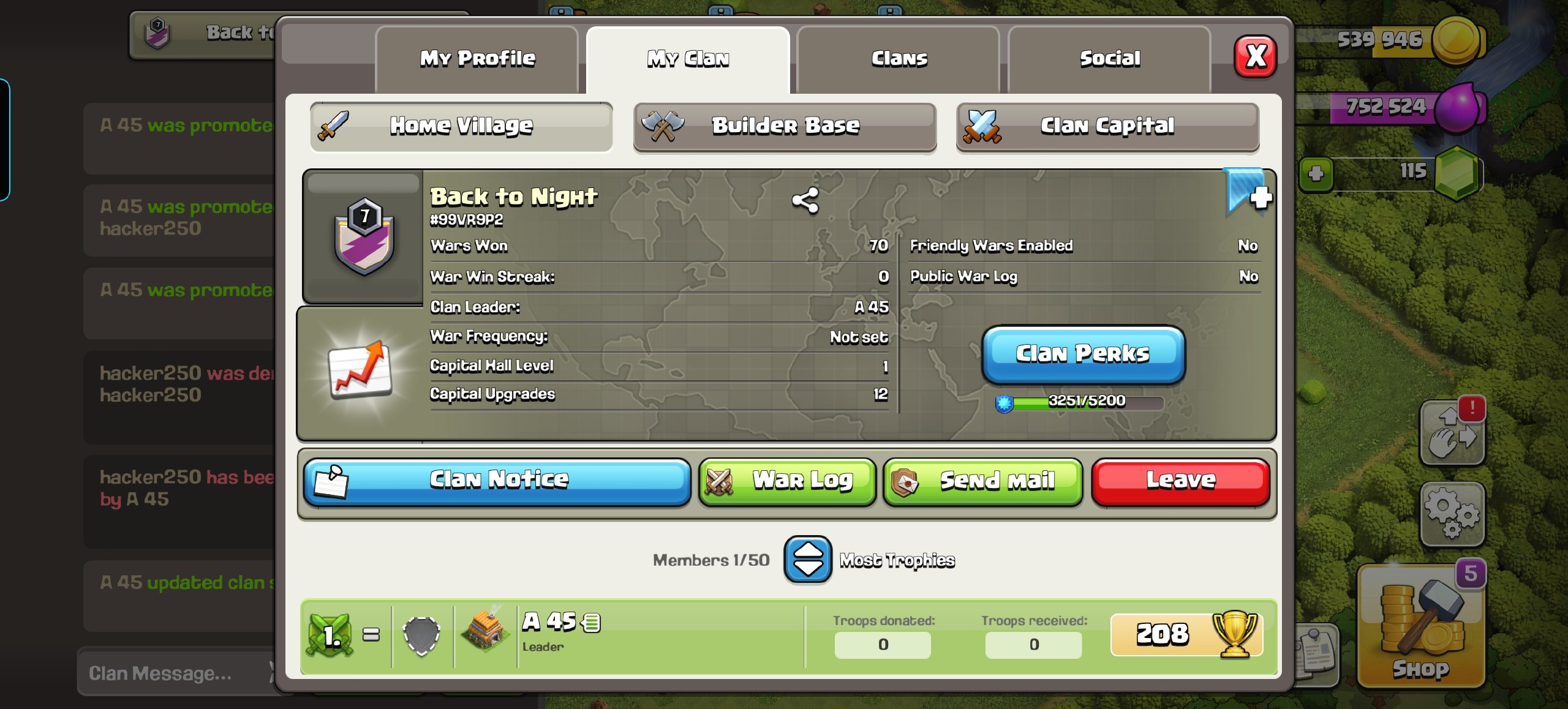 Level: 7 ✦ Name: Back to Night ✦ UNRANKED League ✦ Premium English Name Clan ✦ Instant Delivery ➤ No.51