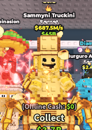 GOLD SAMMYNI TRUCKINI 687.5M/S(FIRE) – STEAL A BRAINROT – FAST DELIVERY & TRUSTED #J7LK2M