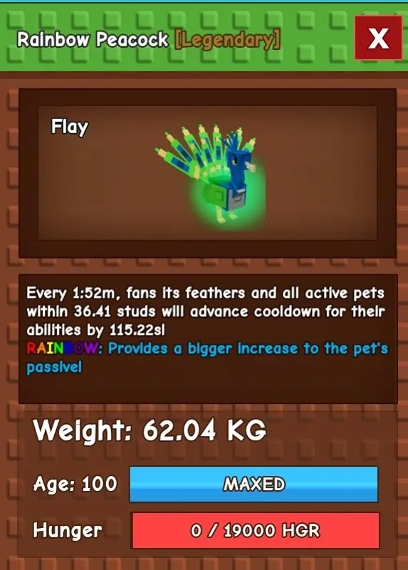 ✧･ﾟ:*✧ Roblox Grow a Garden - Rainbow Peacock Titanic (62.04kg, Age 100) ✧･ﾟ:*✧ Final Farewell Price ✧･ﾟ:*✧