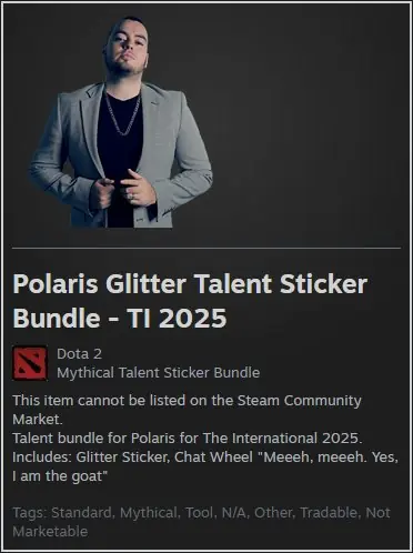 ✧・゚:*✧ Dota 2 Items: Polaris Glitter Talent Sticker Bundle - TI 2025 ✧・゚:*✧ Relax & Save ✧・゚:*✧