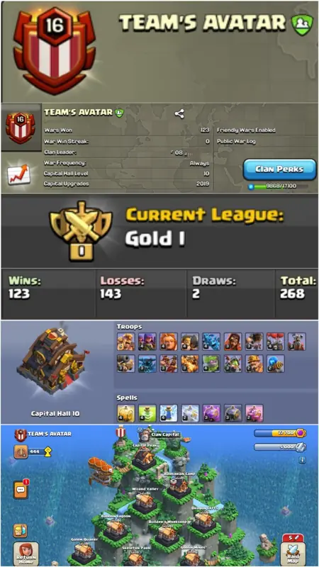 ✧･ﾟ:*✧ Clash of Clans Clans - Level 16 Clan, Gold 1 CWL, Capital 10 ✧･ﾟ:*✧ Steal the deal ✧･ﾟ:*✧