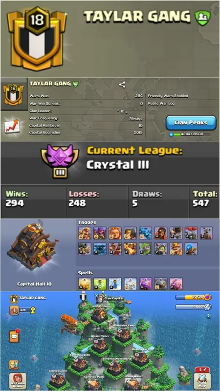 ✧・゚:*✧ Clash of Clans Clans - Level 18 Clan, Crystal 3 CWL, Capital 10 ✧・゚:*✧ Gone in 3…2…1 ✧・゚:*✧