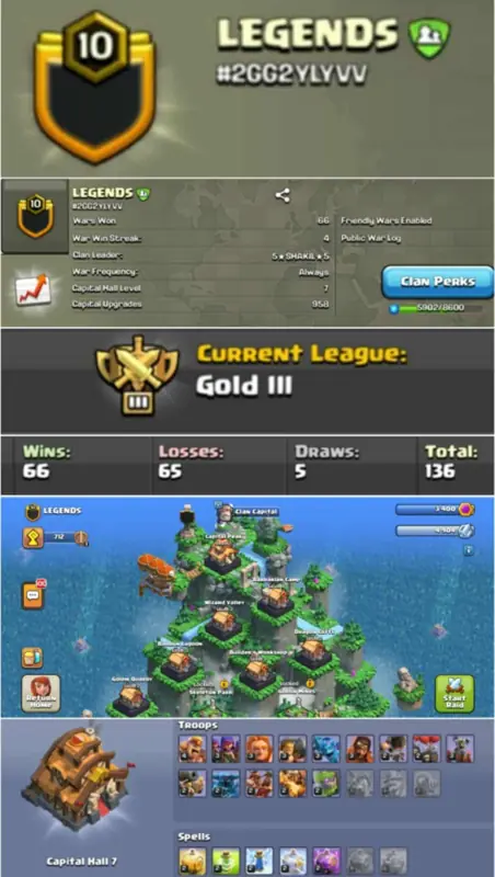 ✧・゚:*✧ Clash of Clans Clans - LEGENDS Clan, Level 10, Gold 3 CWL, Capital 7 ✧・゚:*✧ Claim Your Deal ✧・゚:*✧