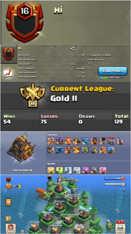 ✧・゚:*✧ Clash of Clans Clans - Level 16 Clan, Gold 2 CWL, Capital 10 ✧・゚:*✧ Gone in 3…2…1 ✧・゚:*✧