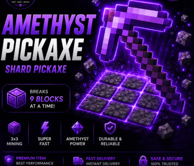 Amethyst Pickaxe | 20H+ | 9 Block Break| drill