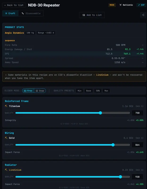 ✧・゚:*✧ Star Citizen Items: Crafted S3 NDB-30 Repeater with 7.94% Damage Increase ✧・゚:*✧ Deal Secured ✧・゚:*✧