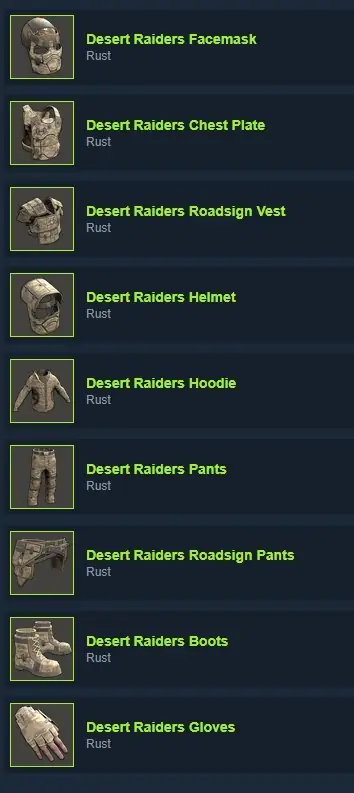 ✧・゚:*✧ Rust Desert Raiders Full Set (10 Items) - Buy Separately ✧・゚:*✧ Hurry! ✧・゚:*✧