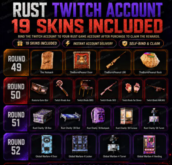 🎮🍉4 IN 1☑️ 49 + 50 + 51 + 52 ROUNDs ☑️ 19/19 UNIQUE SKINS ☑️TWITCH DROPS